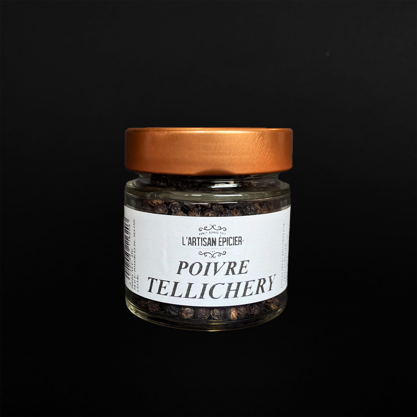 Poivre noir de Tellichery (Inde) - 45g/pot